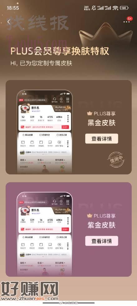 狗东plus会员可以换个黑金或紫金皮肤
