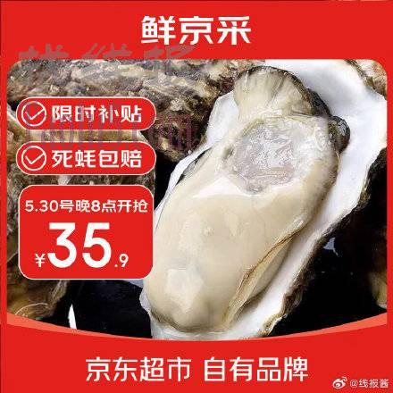 35.9，鲜京采 活鲜生蚝净重5斤 5XL  9-