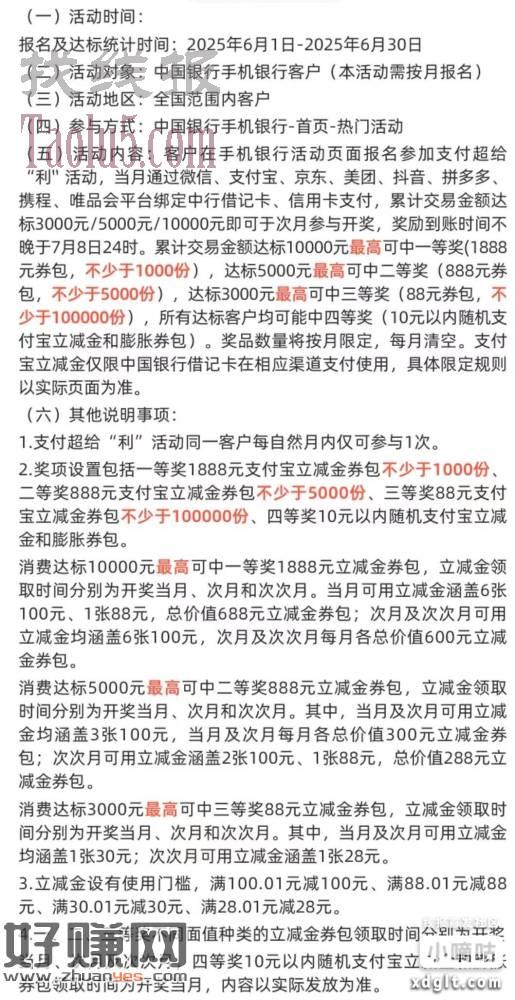 中国银行抽1888元！！！